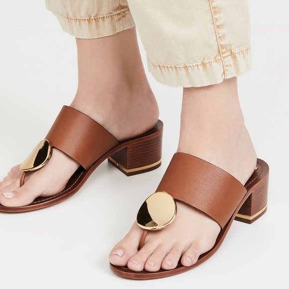 Tory Burch Shoes - Tory Burch PATOS DISK 45MM SANDAL Mou Brown Gold STUNNING AND COMFORTABLE!